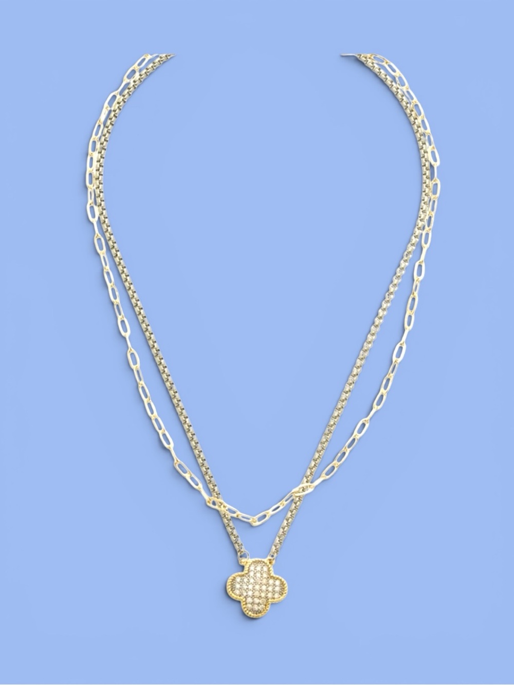 Juvell 18K CZ Necklace Mixed Metal